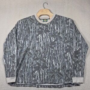 Vintage 90s Cabela's Realtree Bark Camo T-Shirt Mens 2X L/S Pocket Tee USA Made